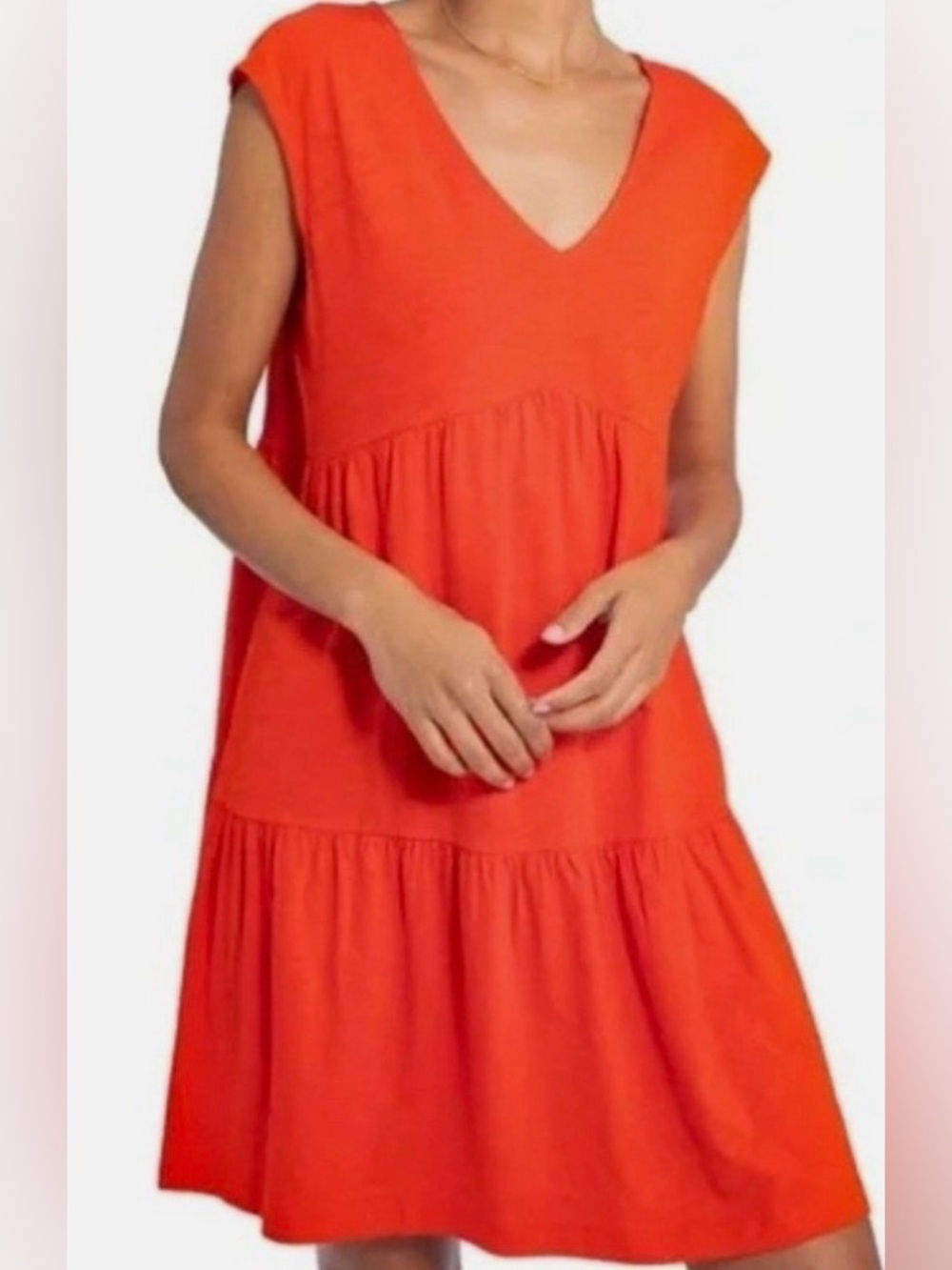 Social Standard by Sanctuary Red Orange Take Me Away Tiered Dress